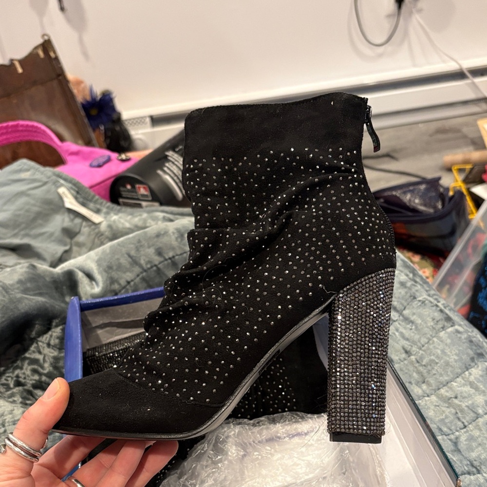 Elegant Black Studded Ankle Boots
